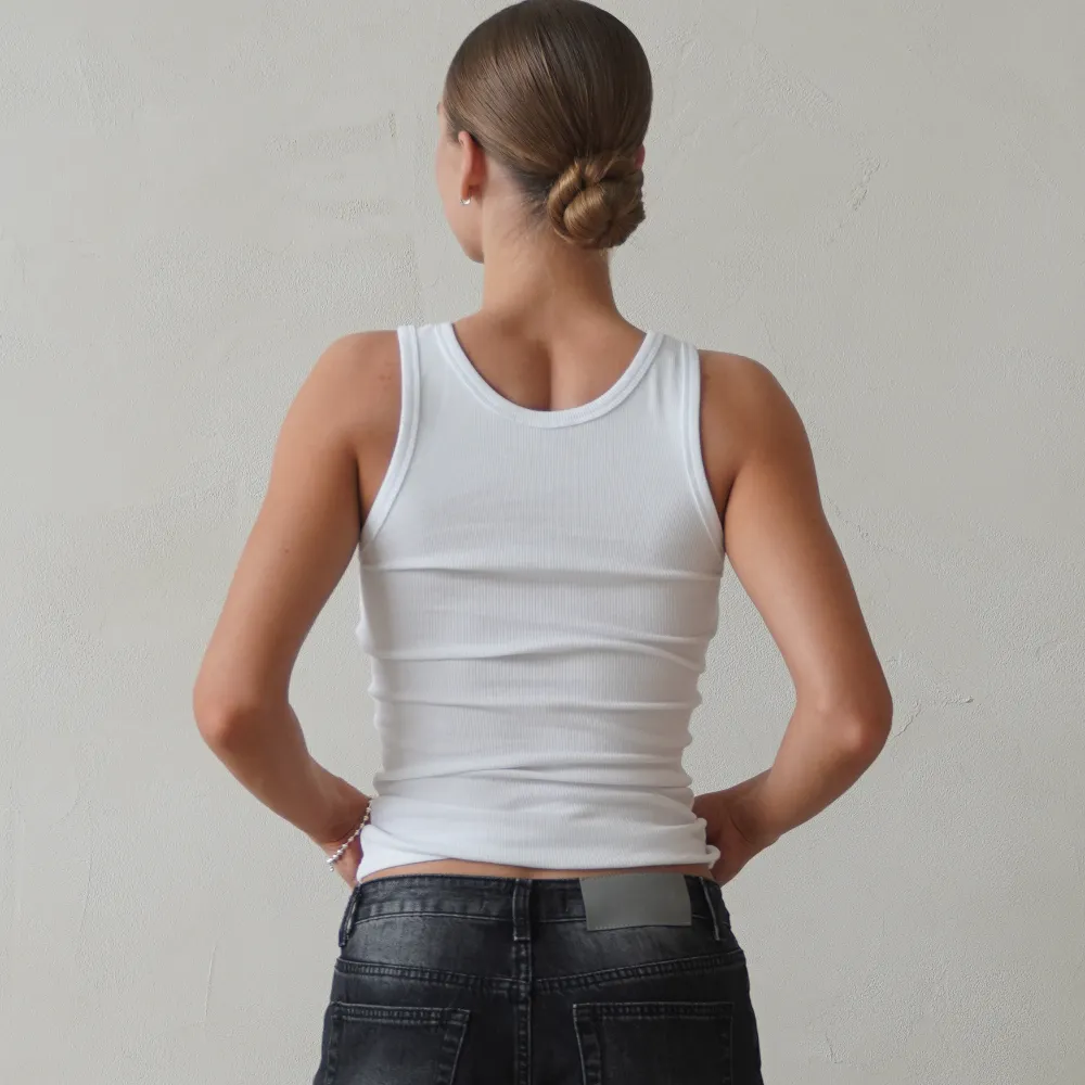 Майка базовая в рубчик, Цвет: Белый, Размер: XS, изображение 3