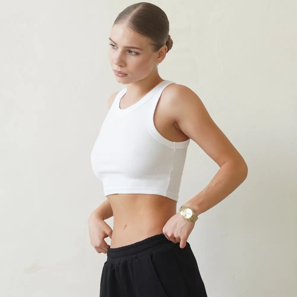 Топ в рубчик, Цвет: Белый, Размер: XS, изображение 2