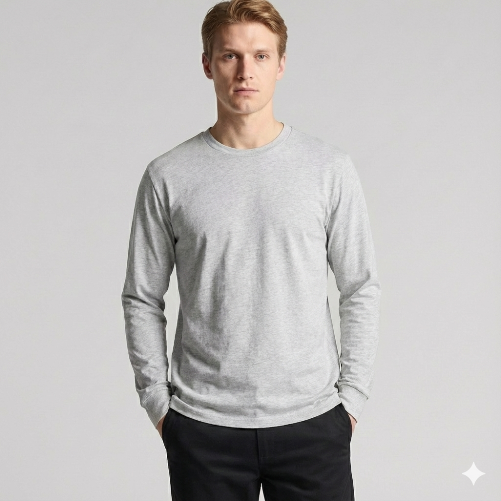Лонгслив мужской DAILY, Цвет: Светло-серый меланж, Размер: S, изображение 4