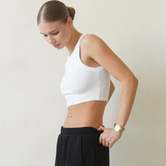 Топ в рубчик, Цвет: Белый, Размер: XS, изображение 3