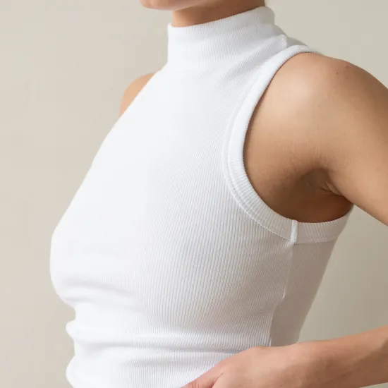 Майка с горлом в рубчик, Цвет: Белый, Размер: XS, изображение 5